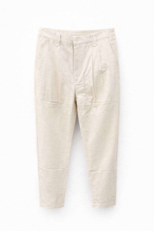 901 מכנס פשתן פסים-שמנת