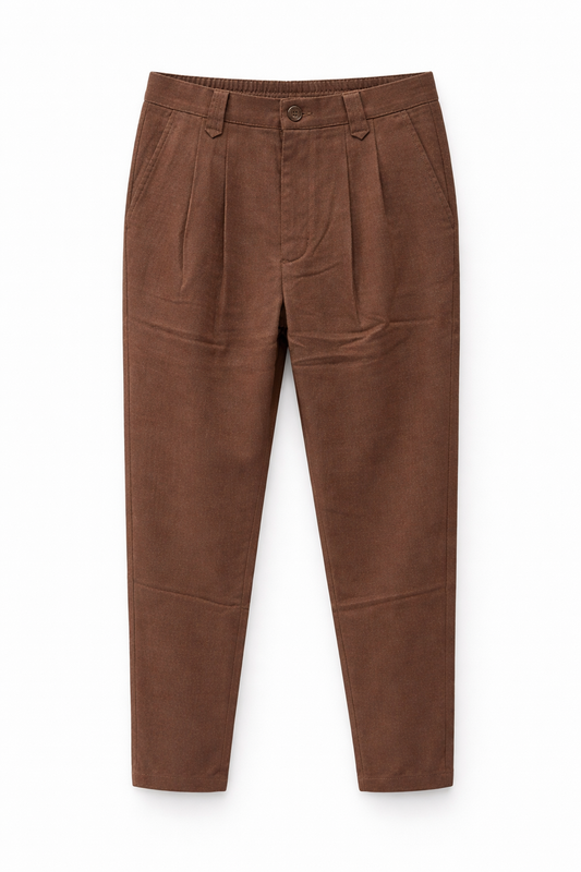 901 מכנס פשתן פסים-חום