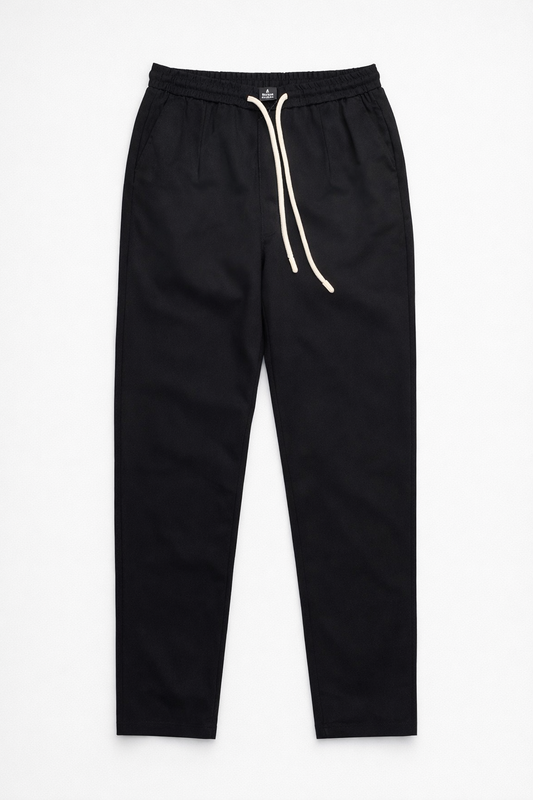 908 מכנס אופנה בד פסים-שחור