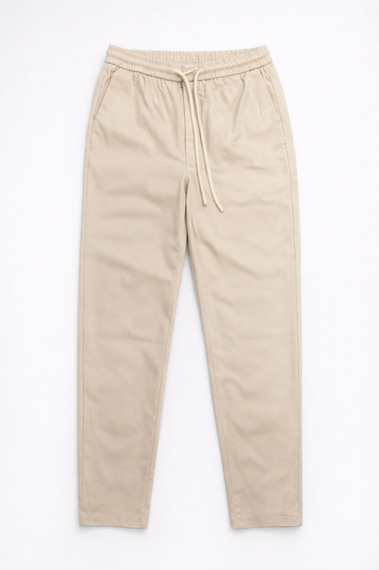 908 מכנס אופנה בד פסים-בז'