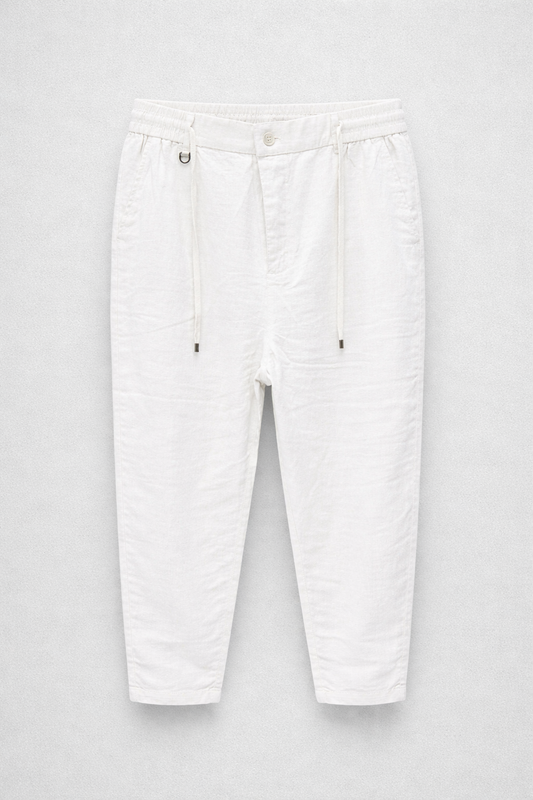 (944) מכנס פשתן לגבר-לבן